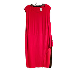 Chico's Red Jersey Sheath Pencil Dress Side Ruffle Stretch‎ Sz 4 US 2X 18 20